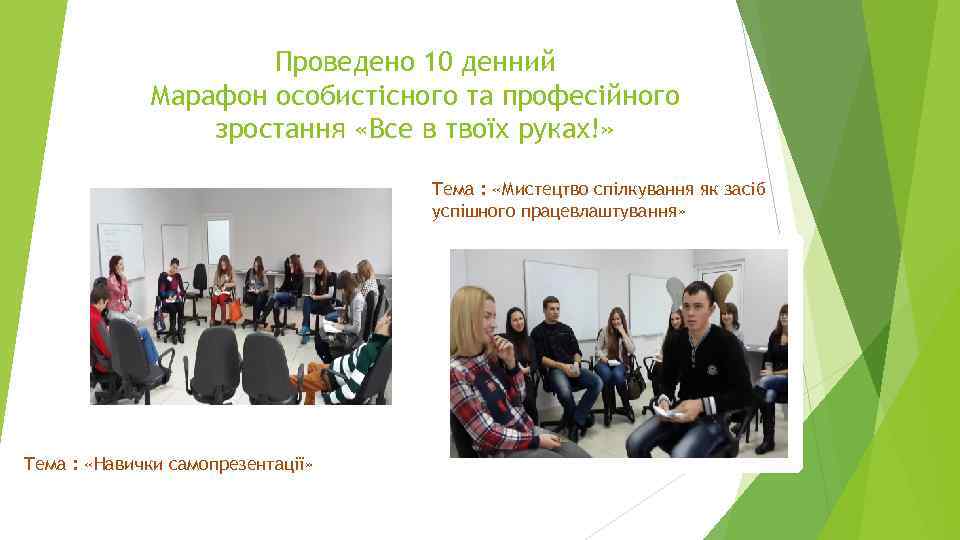 Проведено 10 денний Марафон особистісного та професійного зростання «Все в твоїх руках!» Тема :