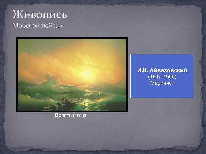 Живопись Морской пейзаж И. К. Айвазовский (1817 -1900) Маринист Девятый вал 