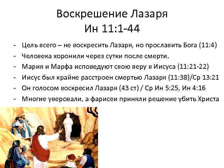 Воскрешение Лазаря Ин 11: 1 -44 - Цель всего – не воскресить Лазаря, но