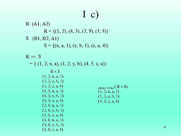 I c) R (A 1, A 2) R = {(1, 2), (4, 3), (2,