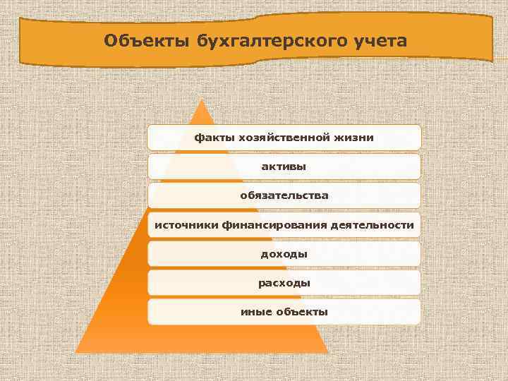 Объекты бухгалтерского учета факты хозяйственной жизни активы обязательства источники финансирования деятельности доходы расходы иные