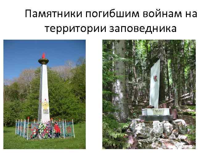 Памятники погибшим войнам на территории заповедника 