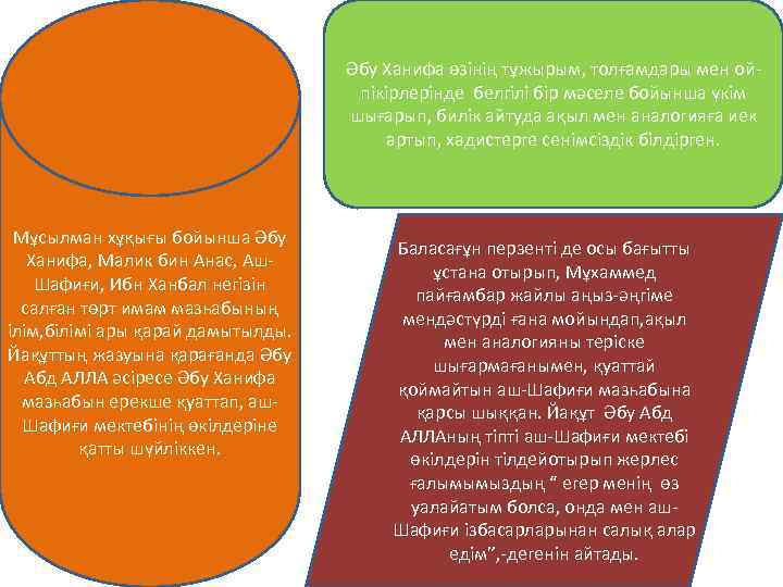 Әбу Ханифа өзінің тұжырым, толғамдары мен ойпікірлерінде белгілі бір мәселе бойынша үкім шығарып, билік