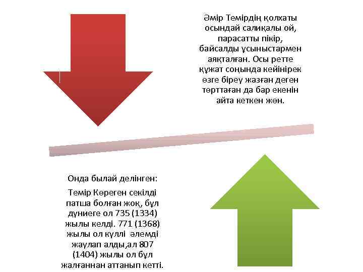 Әмір Темірдің қолхаты осындай салиқалы ой, парасатты пікір, байсалды ұсыныстармен аяқталған. Осы ретте құжат