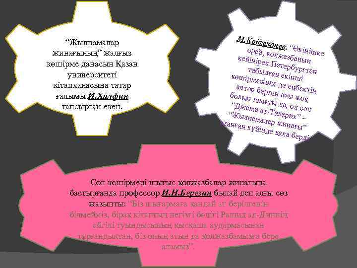 “Жылнамалар жинағының” жалғыз көшірме данасын Қазан университеті кітапханасына татар ғалымы И. Халфин тапсырған екен.