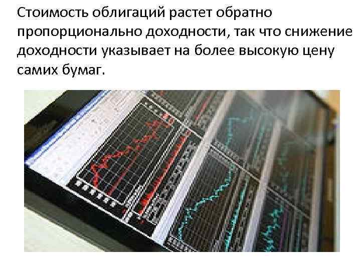 Стоимость облигаций растет обратно пропорционально доходности, так что снижение доходности указывает на более высокую