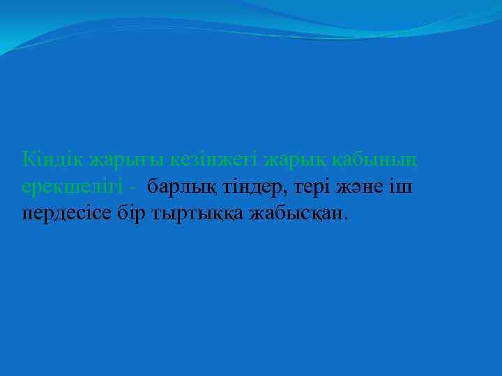 Кіндік жарығы кезінжегі жарық қабының ерекшелігі - барлық тіндер, тері және іш пердесісе бір