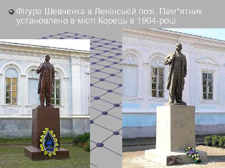 Фігура Шевченка в Ленінській позі. Пам*ятник установлено в місті Корець в 1964 -році 