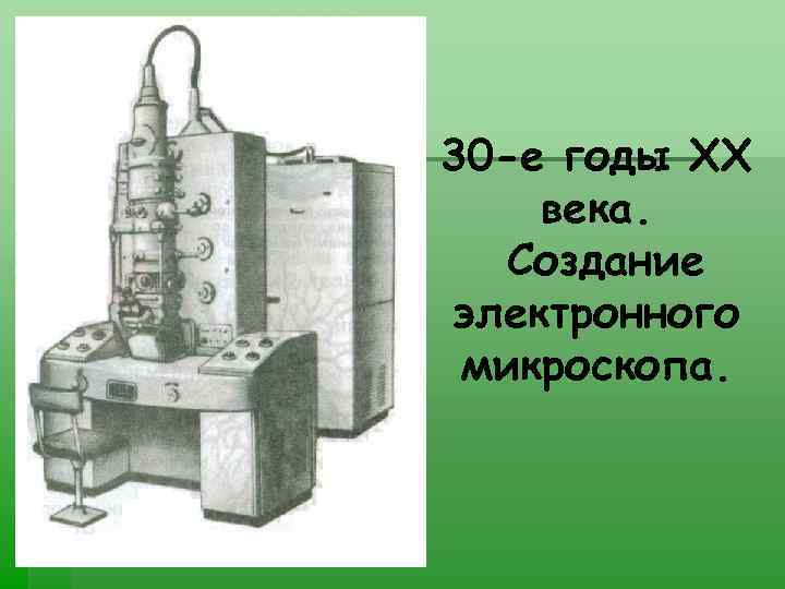 30 -е годы ХХ века. Создание электронного микроскопа. 