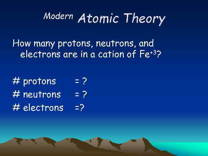 Modern Atomic Theory How many protons, neutrons, and electrons are in a cation of