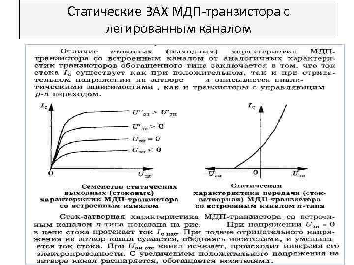 Статические ВАХ МДП-транзистора с легированным каналом 