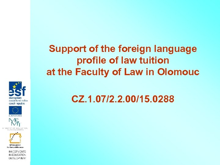 Support of the foreign language profile of law tuition at the Faculty of Law