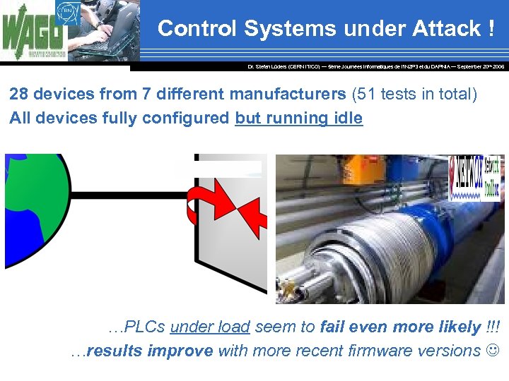 Control Systems under Attack ! Dr. Stefan Lüders (CERN IT/CO) ― 5ème Journées Informatiques