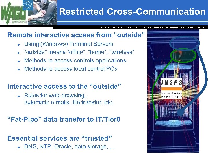 Restricted Cross-Communication Dr. Stefan Lüders (CERN IT/CO) ― 5ème Journées Informatiques de l’IN 2