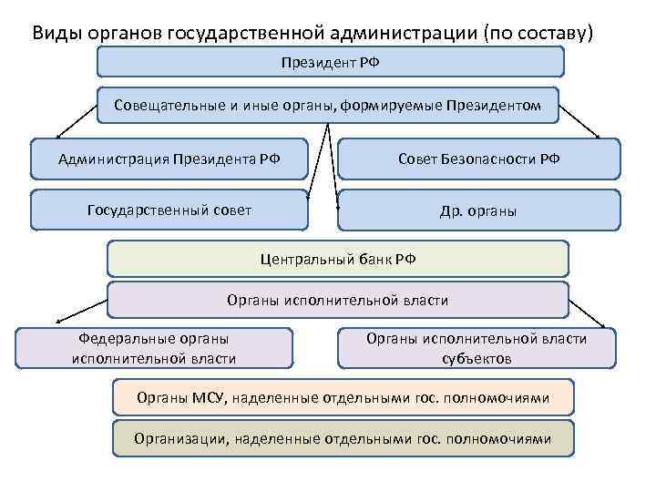 Виды органов. Виды государственных органов по составу. Типы гос органов. Органы государственной администрации. Виды государственных органов РФ.