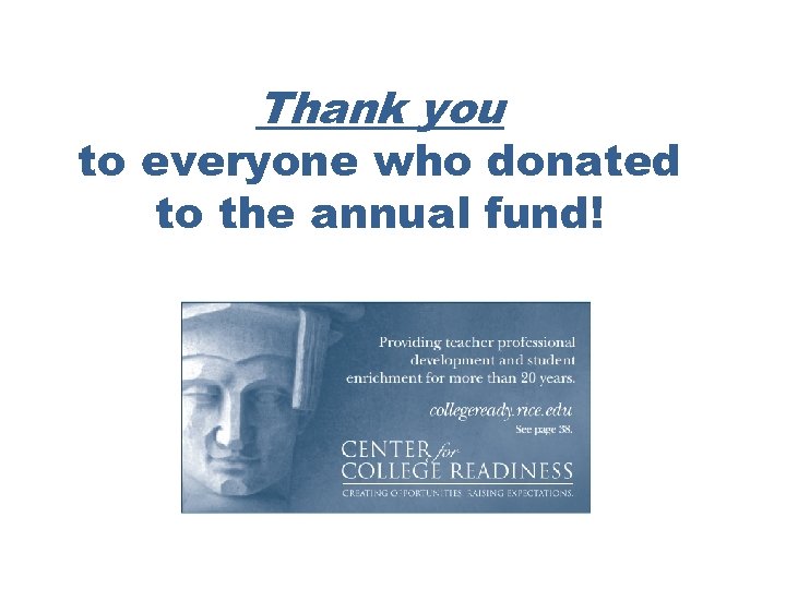Thank you to everyone who donated to the annual fund! 
