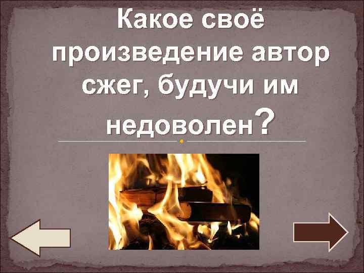 Какое своё произведение автор сжег, будучи им недоволен? 