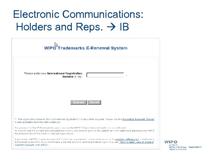 Electronic Communications: Holders and Reps. IB 