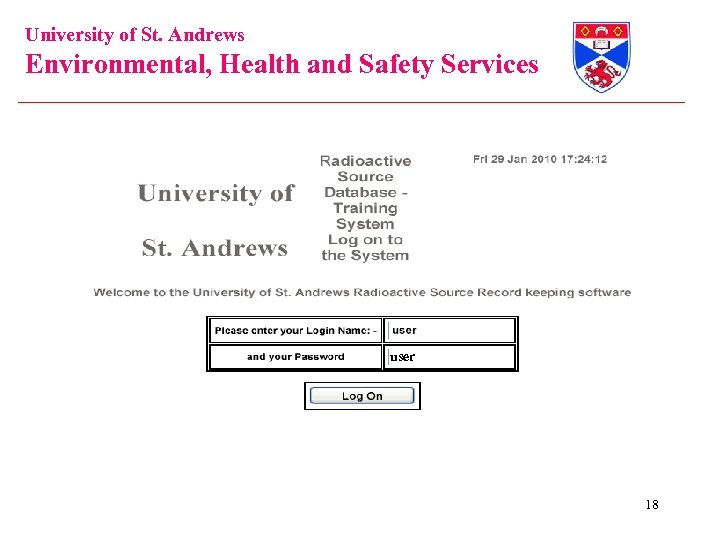 University of St. Andrews Environmental, Health and Safety Services user 18 