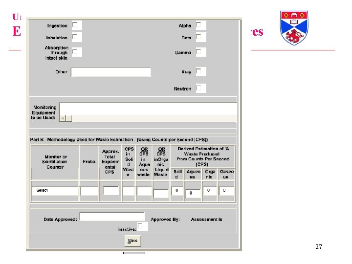 University of St. Andrews Environmental, Health and Safety Services 27 