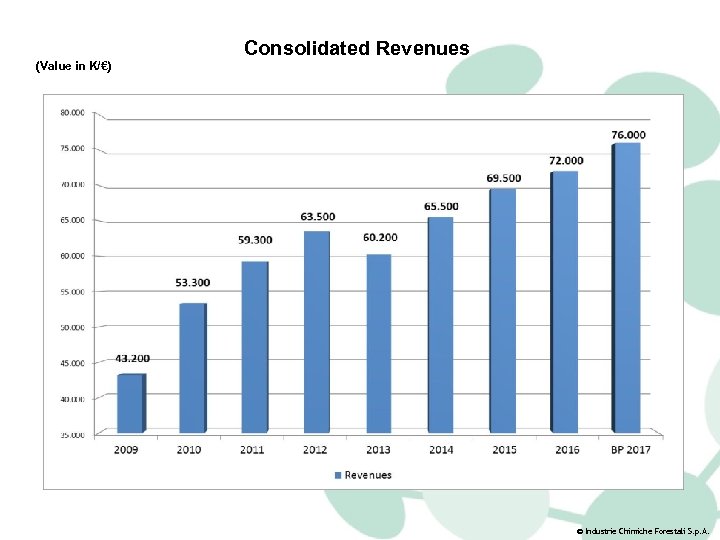 (Value in K/€) Consolidated Revenues © Industrie Chimiche Forestali S. p. A. 