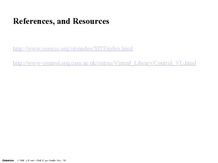 References, and Resources http: //www. ieeecss. org/siteindex/SITEindex. html http: //www-control. eng. cam. ac. uk/extras/Virtual_Library/Control_VL.