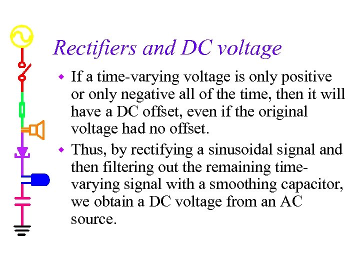 Rectifiers and DC voltage If a time-varying voltage is only positive or only negative