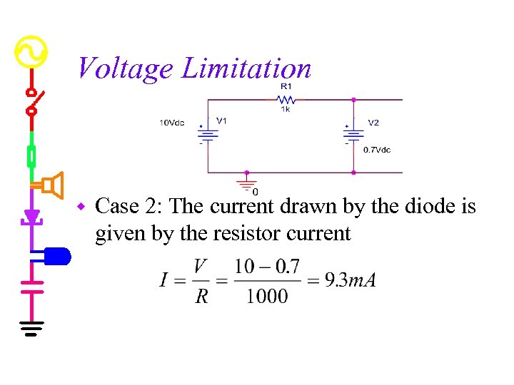 Voltage Limitation w Case 2: The current drawn by the diode is given by