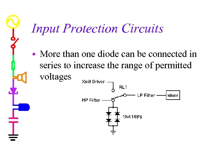 Input Protection Circuits w More than one diode can be connected in series to