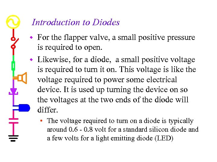 Introduction to Diodes For the flapper valve, a small positive pressure is required to