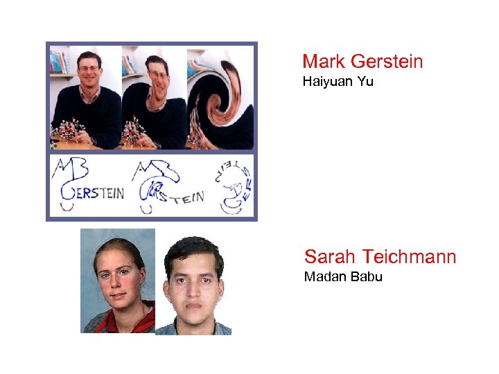 Mark Gerstein Haiyuan Yu Sarah Teichmann Madan Babu 