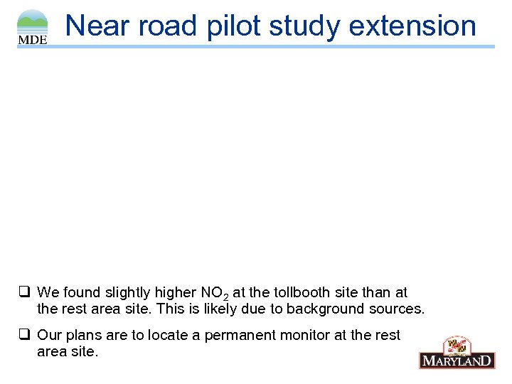 Near road pilot study extension q We found slightly higher NO 2 at the