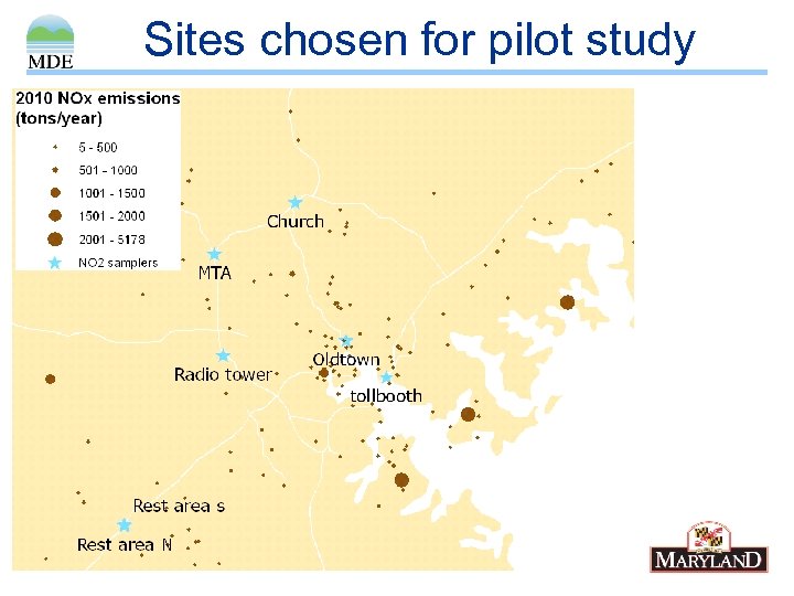 Sites chosen for pilot study 