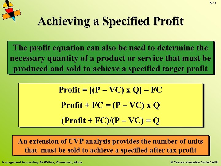 5 -11 Achieving a Specified Profit The profit equation can also be used to