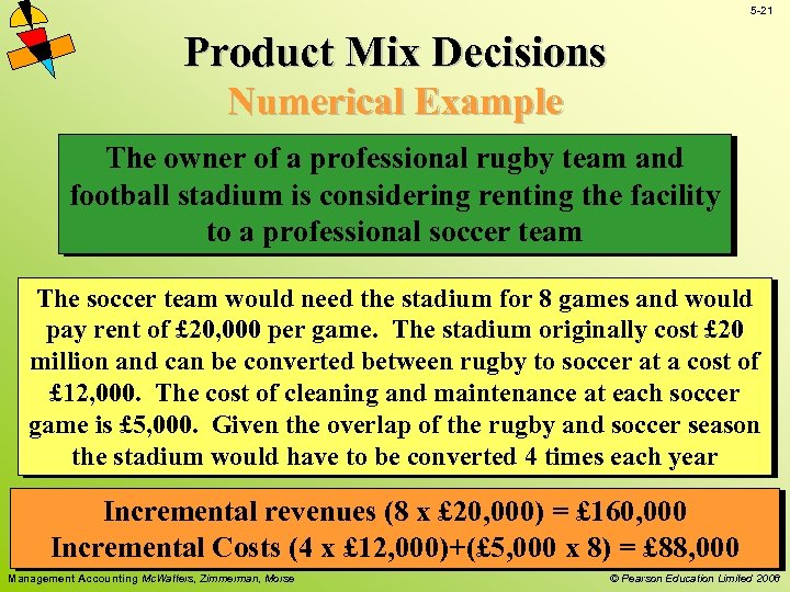5 -21 Product Mix Decisions Numerical Example The owner of a professional rugby team