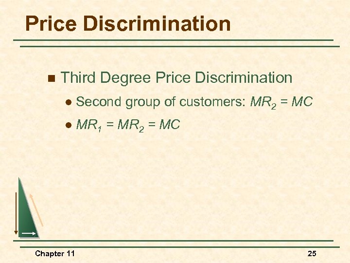 Price Discrimination n Third Degree Price Discrimination l Second group of customers: MR 2