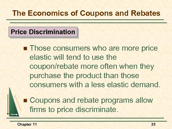 The Economics of Coupons and Rebates Price Discrimination n Those consumers who are more
