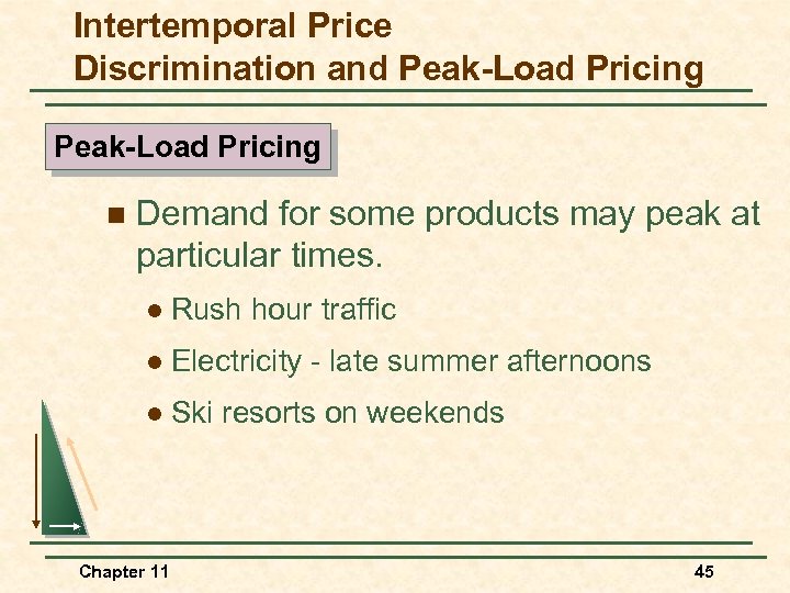 Intertemporal Price Discrimination and Peak-Load Pricing n Demand for some products may peak at