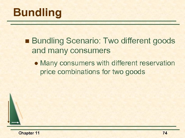 Bundling n Bundling Scenario: Two different goods and many consumers l Chapter 11 Many