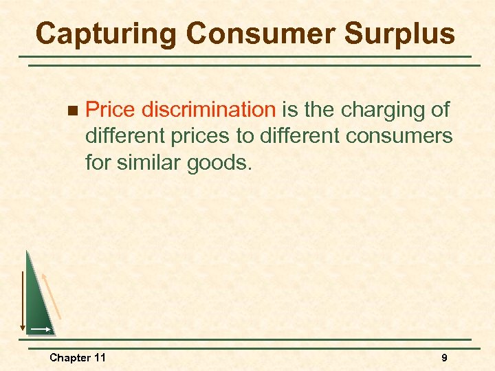 Capturing Consumer Surplus n Price discrimination is the charging of different prices to different