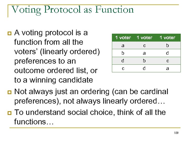 Voting Protocol as Function p p p A voting protocol is a 1 voter
