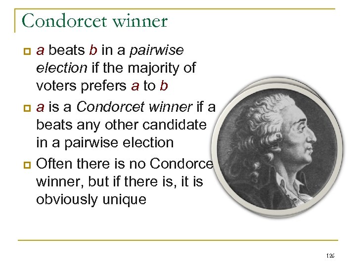 Condorcet winner p p p a beats b in a pairwise election if the