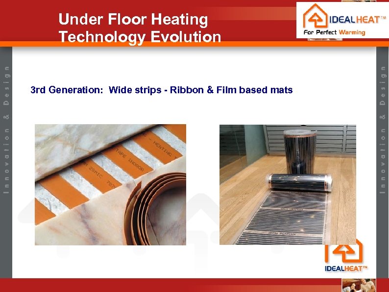 Under Floor Heating Technology Evolution 3 rd Generation: Wide strips - Ribbon & Film