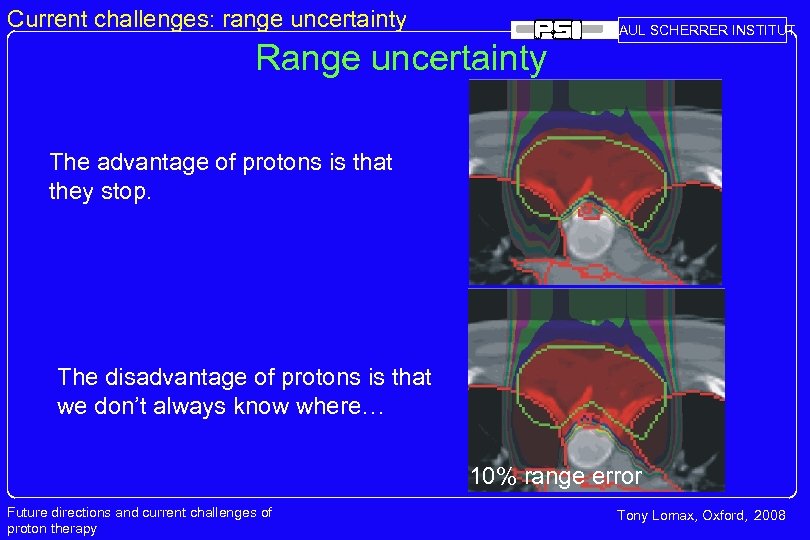 Current challenges: range uncertainty Range uncertainty PAUL SCHERRER INSTITUT The advantage of protons is