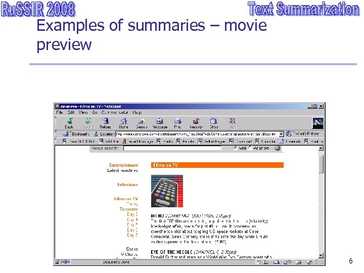 Examples of summaries – movie preview 6 