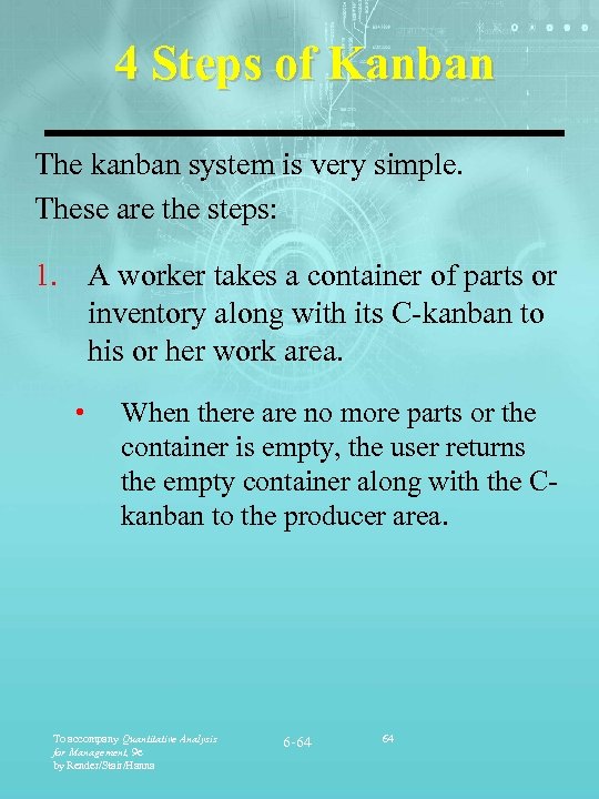 4 Steps of Kanban The kanban system is very simple. These are the steps: