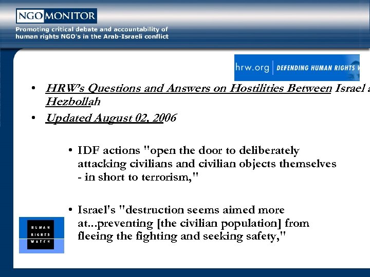  • HRW’s Questions and Answers on Hostilities Between Israel a Hezbollah • Updated