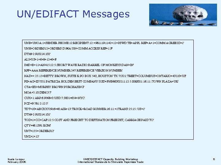 UN/EDIFACT Messages UNB+UNOA: 1+SENDER PHONE: 12: RECIPIENT: 12: +981119: 1142+12+PSWD: TE+APPL REF+A+1+COMM AGREE ID+1'