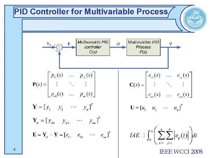 PID Controller for Multivariable Process 4 IEEE WCCI 2008 
