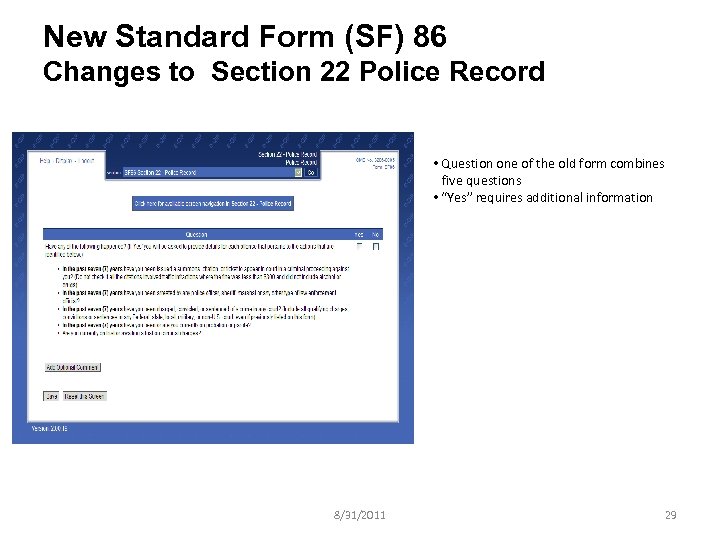 New Standard Form SF 86 JPAS Release 4